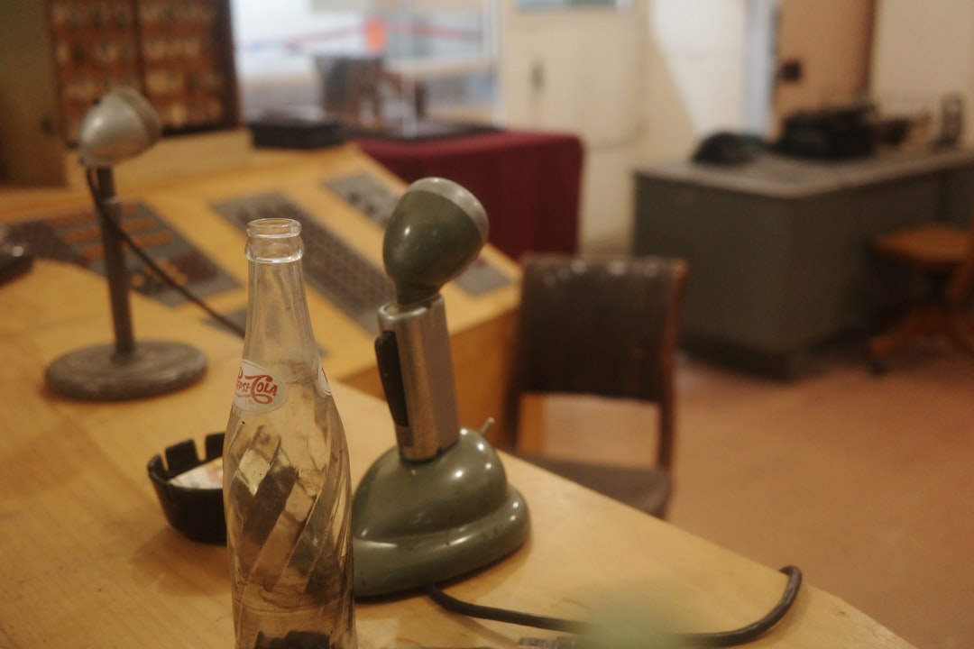 Vintage radio station with antique microphones.